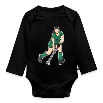 Hockey Femme - Body Bébé bio manches longues - noir - Devant