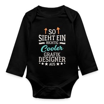 So sieht ein richtig cooler Grafikdesigner aus - Baby Bio-Langarm-Body - Schwarz - Vorne