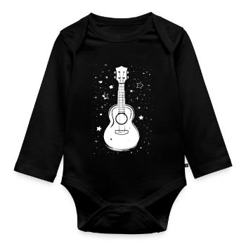 Ukulele Illustration - Organic Longsleeve Baby Bodysuit - black - Front