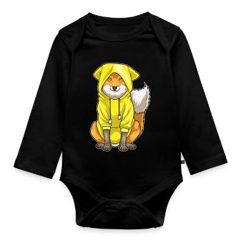 Fuchs Winter Hoodie - Baby Bio-Langarm-Body - Schwarz - Vorne