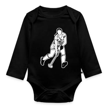 Hockey Mädchen - Baby Bio-Langarm-Body - Schwarz - Vorne