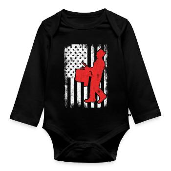 Batteur patriotique des États-Unis - Body Bébé bio manches longues - noir - Devant