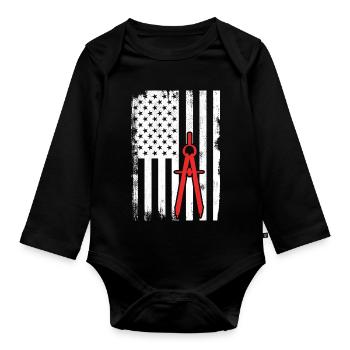 Architecture USA Drapeau - Body Bébé bio manches longues - noir - Devant