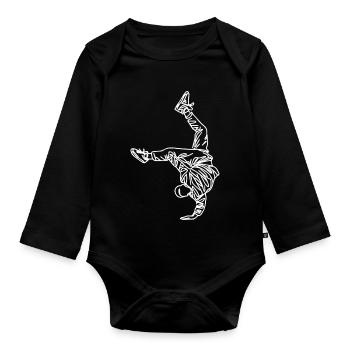Breakdancer Sketch - Organic Longsleeve Baby Bodysuit - black - Front