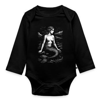 Sirène sereine au bord de la mer - Body Bébé bio manches longues - noir - Devant