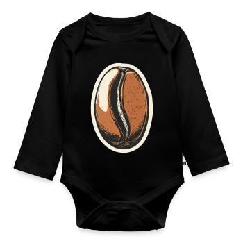 Coffee - Organic Longsleeve Baby Bodysuit - black - Front