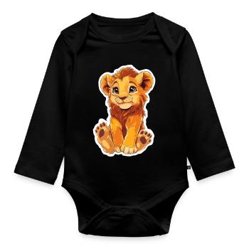 Lion - Body Bébé bio manches longues - noir - Devant
