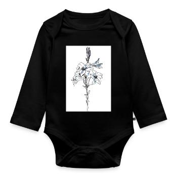 Blue lillies - Baby Bio-Langarm-Body - Schwarz - Vorne