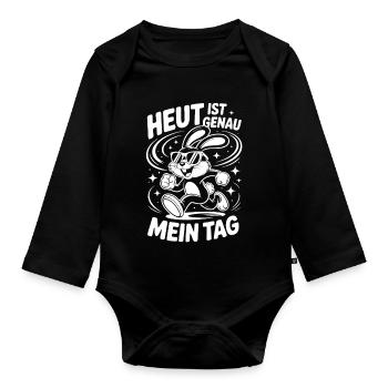 Today is exactly my day - Organic Longsleeve Baby Bodysuit - black - Front