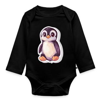 Pingouin - Body Bébé bio manches longues - noir - Devant
