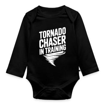 Tornado Chaser in der Ausbildung - Baby Bio-Langarm-Body - Schwarz - Vorne