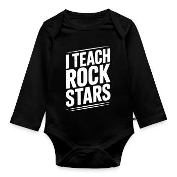 J’enseigne aux rock stars - Body Bébé bio manches longues - noir - Devant