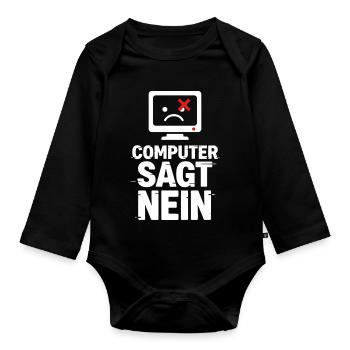 Computer Sagt Nein Meme - Baby Bio-Langarm-Body - Schwarz - Vorne