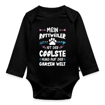rottweiler hund spruch - Baby Bio-Langarm-Body - Schwarz - Vorne