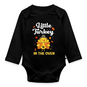 Thanksgiving Gender Reveal Mom-to-be - Organic Longsleeve Baby Bodysuit - black - Front