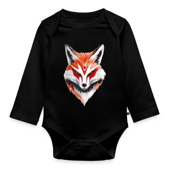 Renard Masque Japonais - Body Bébé bio manches longues - noir - Devant