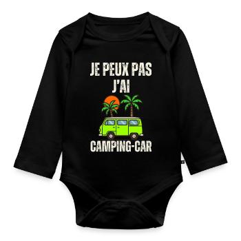 Camping Car Palm Soleil - Body Bébé bio manches longues - noir - Devant