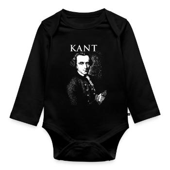 Kant Portrait in Bold Monochrome - Organic Longsleeve Baby Bodysuit - black - Front