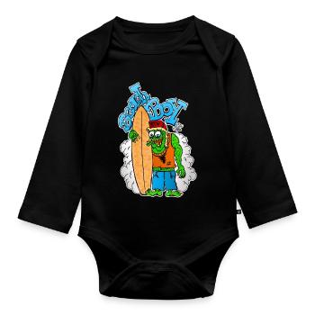 Beach Boy Surfer Monster - Body Bébé bio manches longues - noir - Devant
