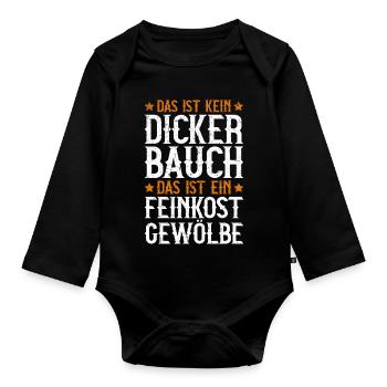 Das Ist Kein Dicker Bauch Das Ist Feinkostgewölbe - Baby Bio-Langarm-Body - Schwarz - Vorne