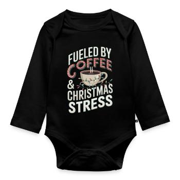 Weihnachten Kaffee Humor - Baby Bio-Langarm-Body - Schwarz - Vorne