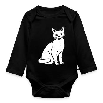 Chat Chats Vector Art Design - Body Bébé bio manches longues - noir - Devant
