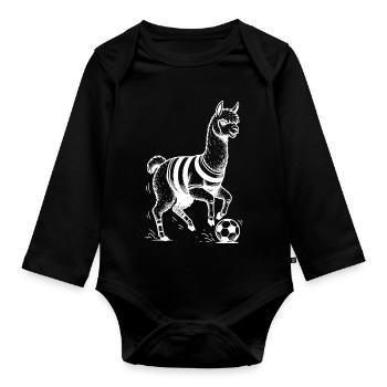 Alpaca Soccer Sport Animal - Organic Longsleeve Baby Bodysuit - black - Front
