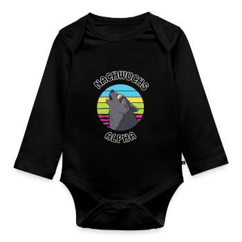Nachwuchs Alpha Wolf Baby Design - Baby Bio-Langarm-Body - Schwarz - Vorne
