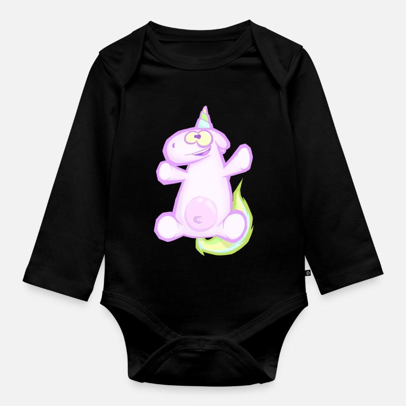 Licorne - Body Bébé bio manches longues - noir