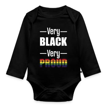 Art cadeau Very Black Very Proud Rainbow Pride - Body Bébé bio manches longues - noir - Devant