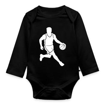 Basketball Player Silhouette Dribbling Streetball - Organic Longsleeve Baby Bodysuit - black - Front