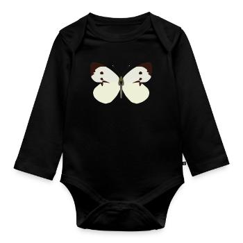 Butterflies: The Great Cabbage White - Organic Longsleeve Baby Bodysuit - black - Front