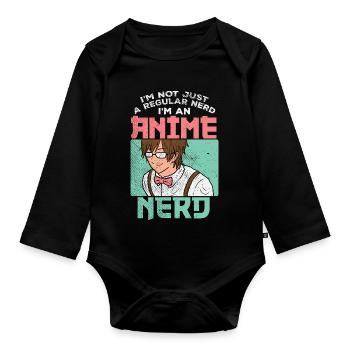 Graphique de citation drôle de nerd d’anime pas de nerd ordinaire - Body Bébé bio manches longues - noir - Devant