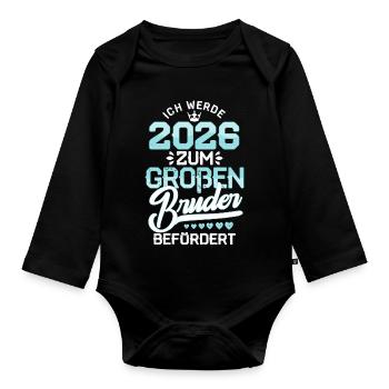Großer Bruder 2026 Schwangerschaft Baby - Baby Bio-Langarm-Body - Schwarz - Vorne