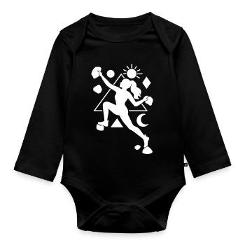 Femmes de bloc Femme géométrique jour et nuit - Body Bébé bio manches longues - noir - Devant