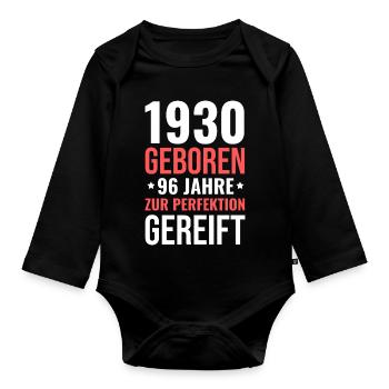 1930 Né – 96 ans mûri à la perfection - Body Bébé bio manches longues - noir - Devant
