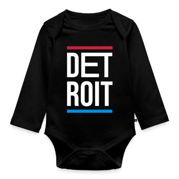 Logo-Design der Stadt Detroit - Baby Bio-Langarm-Body - Schwarz - Vorne