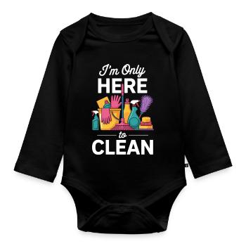 Motif humoristique domestique de l’équipe de ménage - Body Bébé bio manches longues - noir - Devant