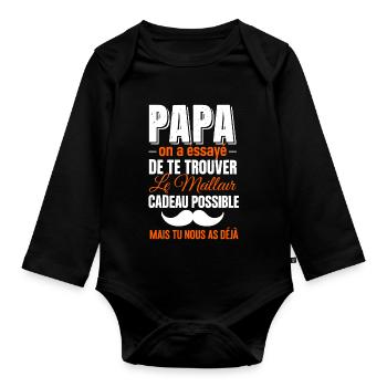 Dad looking for the perfect gift - Organic Longsleeve Baby Bodysuit - black - Front