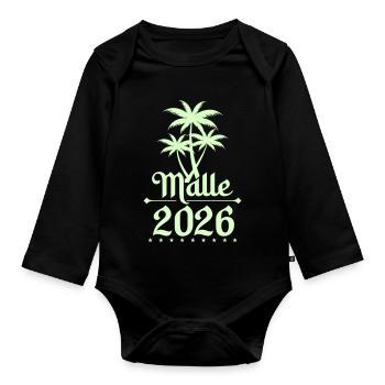 Malle Palmen 2026  - Baby Bio-Langarm-Body - Schwarz - Vorne