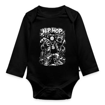 Design de style graffiti hip-hop singe - Body Bébé bio manches longues - noir - Devant