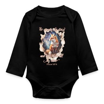 Bibelzitat Christlich - Baby Bio-Langarm-Body - Schwarz - Vorne