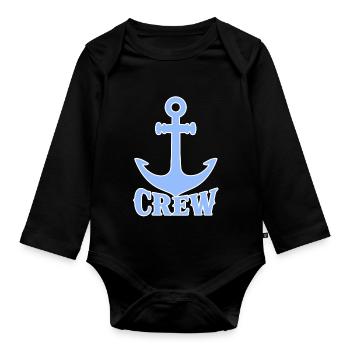 Anker Crew Logo Illustration - Baby Bio-Langarm-Body - Schwarz - Vorne