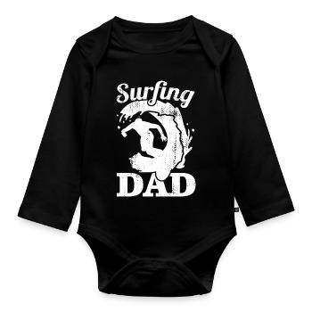 Surfer Papa - Baby Bio-Langarm-Body - Schwarz - Vorne