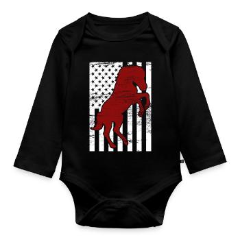 4th of July USA Horse Riding - Organic Longsleeve Baby Bodysuit - black - Front