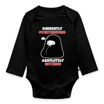 Overthinking Nothing Manga Chibi Humor - Baby Bio-Langarm-Body - Schwarz - Vorne