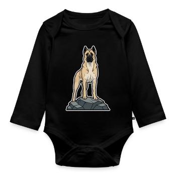 Anatolian Shepherd Dog on Protective Rock - Organic Longsleeve Baby Bodysuit - black - Front