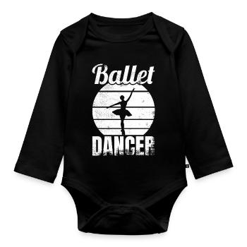 Drôle de danseuse de ballet - Body Bébé bio manches longues - noir - Devant