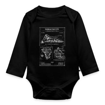 Plan directeur de la ville de Gibraltar - Body Bébé bio manches longues - noir - Devant