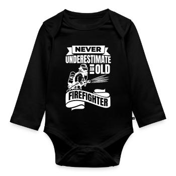 Fire Brigade Grandpa - Organic Longsleeve Baby Bodysuit - black - Front